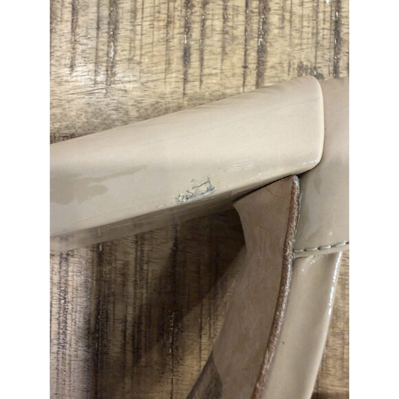 Stuart Weitzman Patent Leather Block-Heel Nudistcurve Sandals Beige Size 7M - Picture 5 of 11